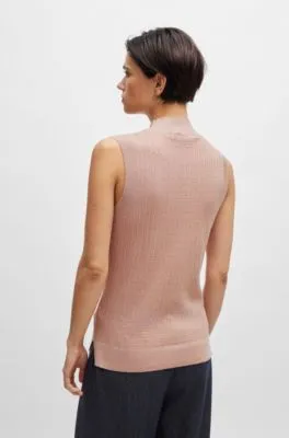 Cable-knit sleeveless top in silk and cotton