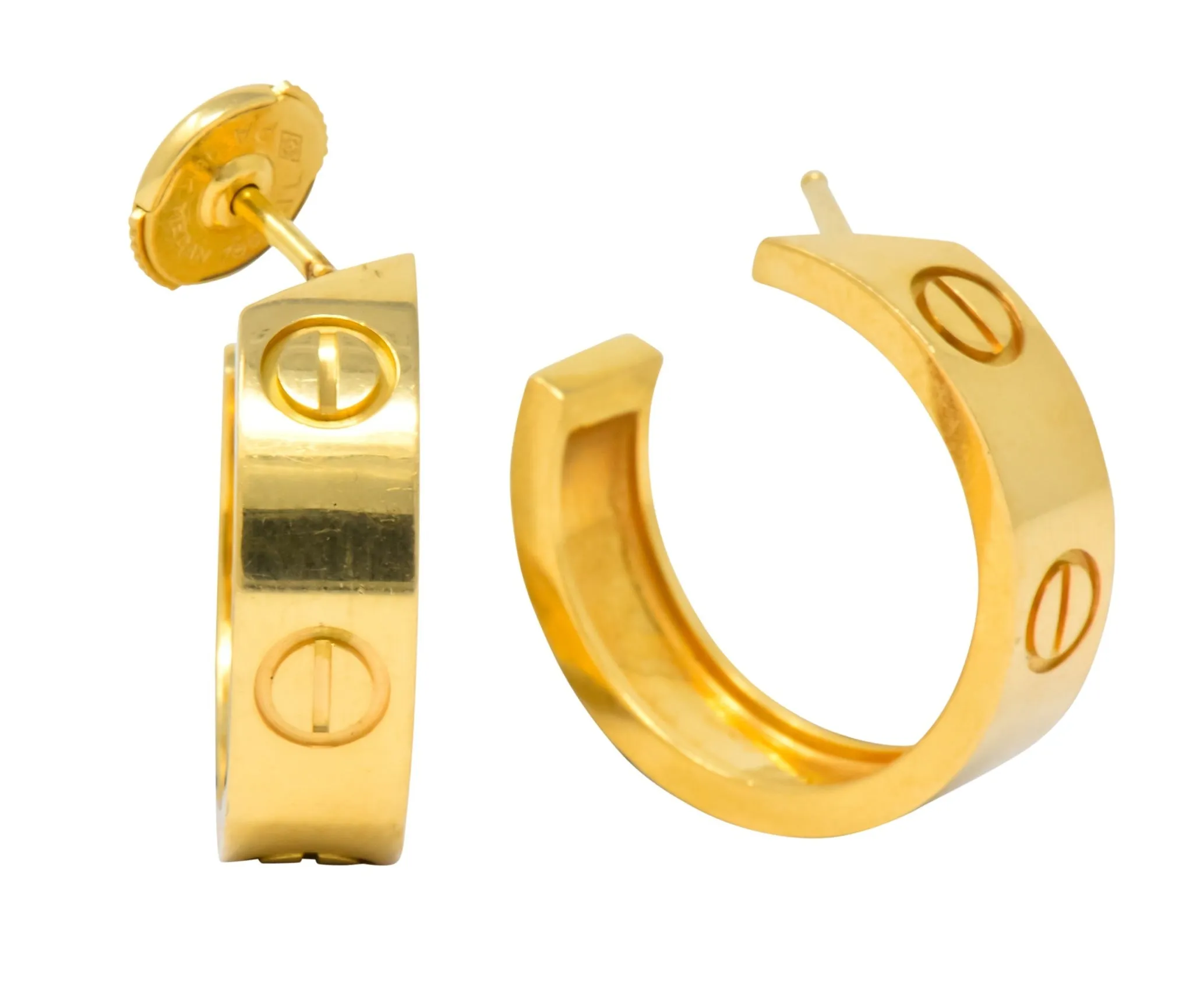 Cartier 18 Karat Gold Love Hoop Earrings