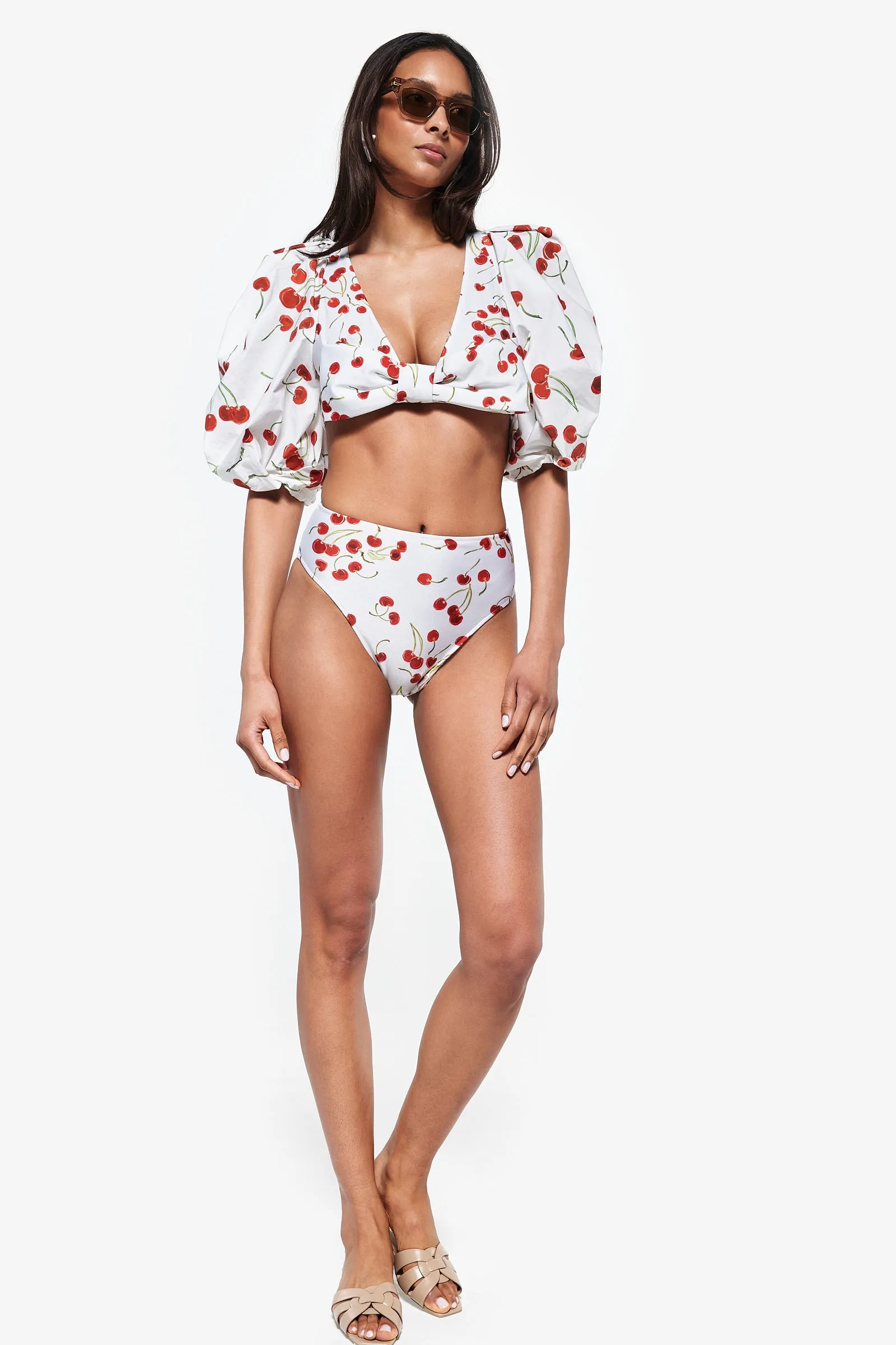 Cherry Bomb Puff-Sleeved Bikini