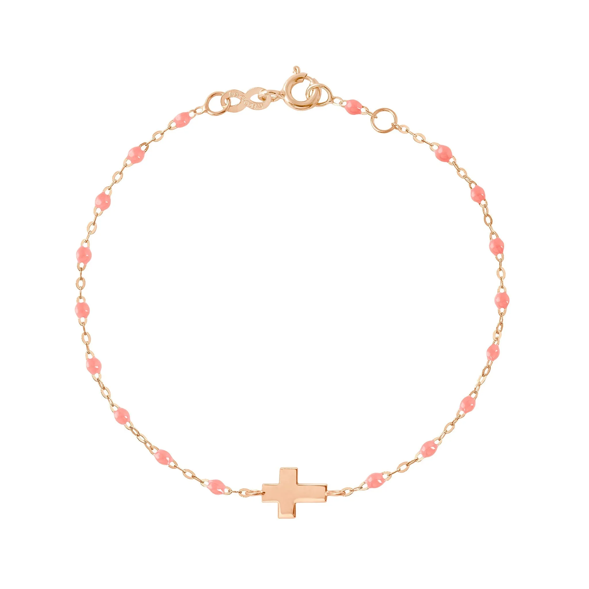 Child Cross Charm Classic Gigi Fuchsia bracelet, Rose Gold, 5.9