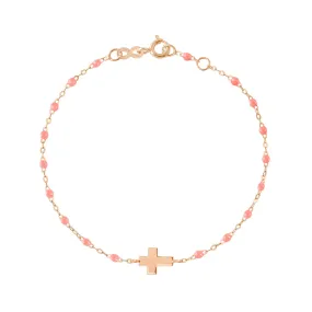 Child Cross Charm Classic Gigi Fuchsia bracelet, Rose Gold, 5.9