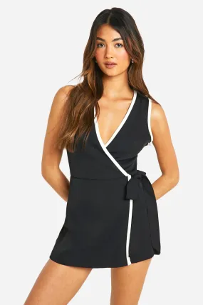 Contrast Wrap Sports Romper