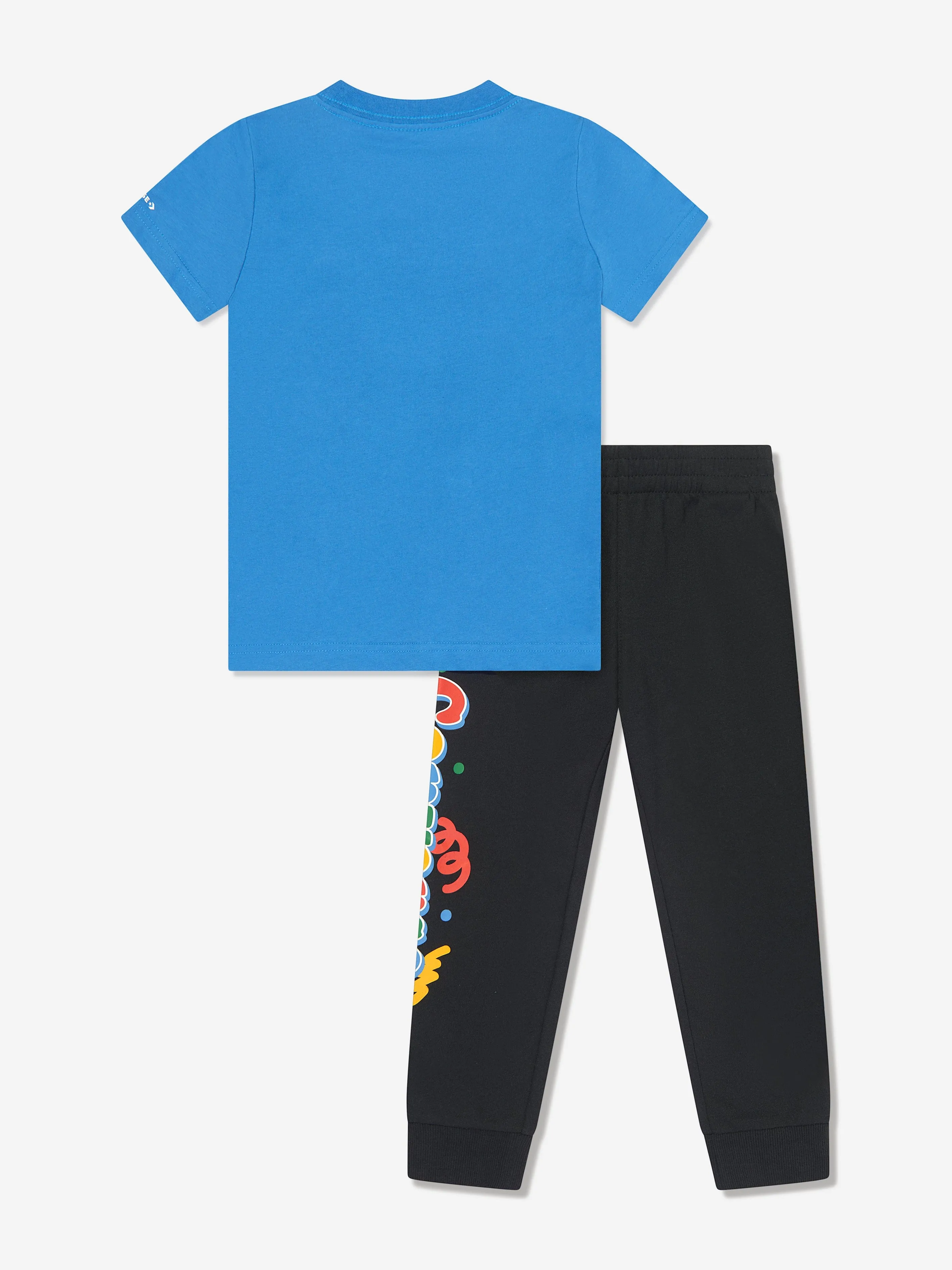 Converse Boys Squiggle T-Shirt And Jogger Set in Black