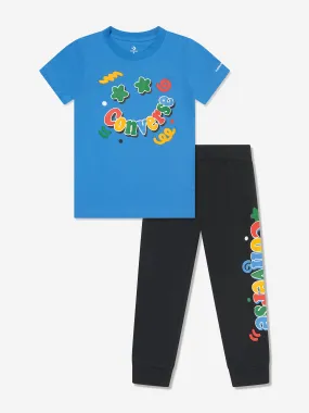 Converse Boys Squiggle T-Shirt And Jogger Set in Black