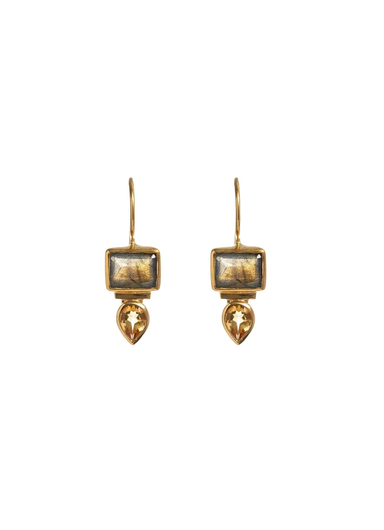 COVET HANDMADE - SAL LABRADORITE GOLD EARRINGS