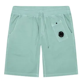 C.P. COMPANY LENS COTTON FLEECE SHORTS - MINERAL BLUE