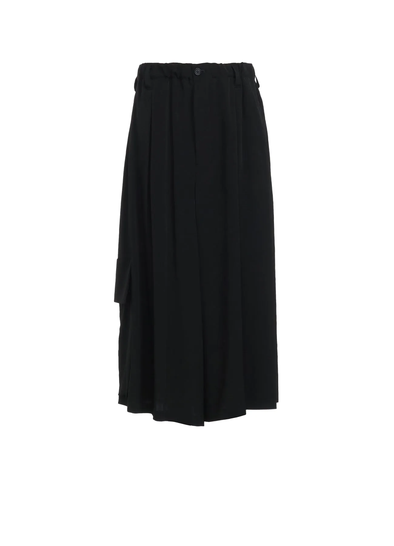 CREPE DE CHINE CROPPED WIDE PANTS WITH GUSSETED FLAP POCKET