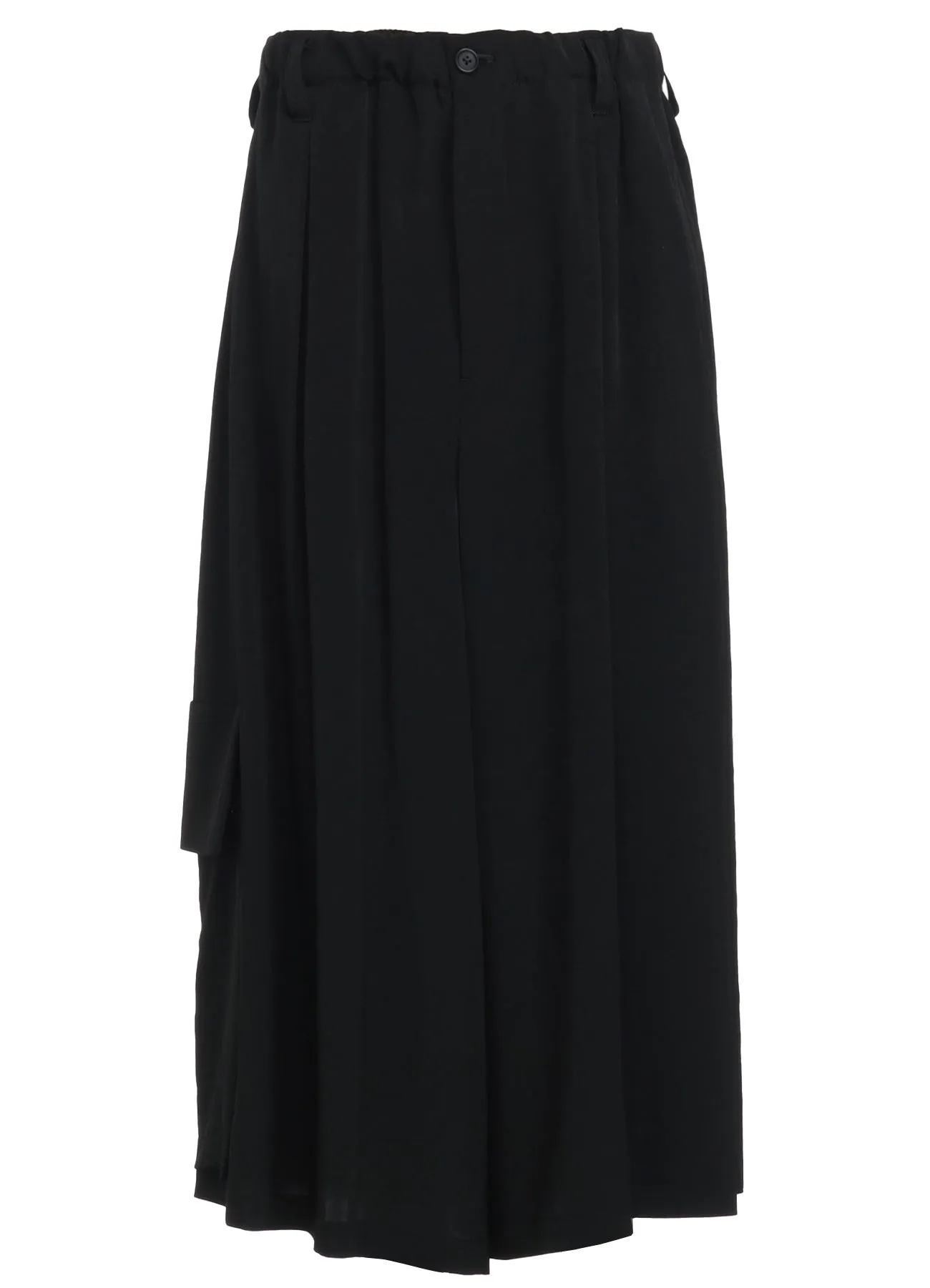 CREPE DE CHINE CROPPED WIDE PANTS WITH GUSSETED FLAP POCKET