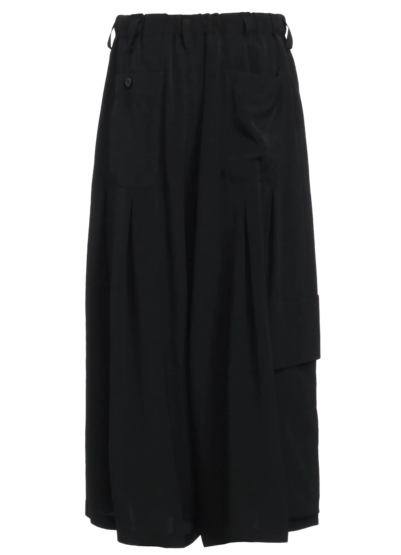 CREPE DE CHINE CROPPED WIDE PANTS WITH GUSSETED FLAP POCKET