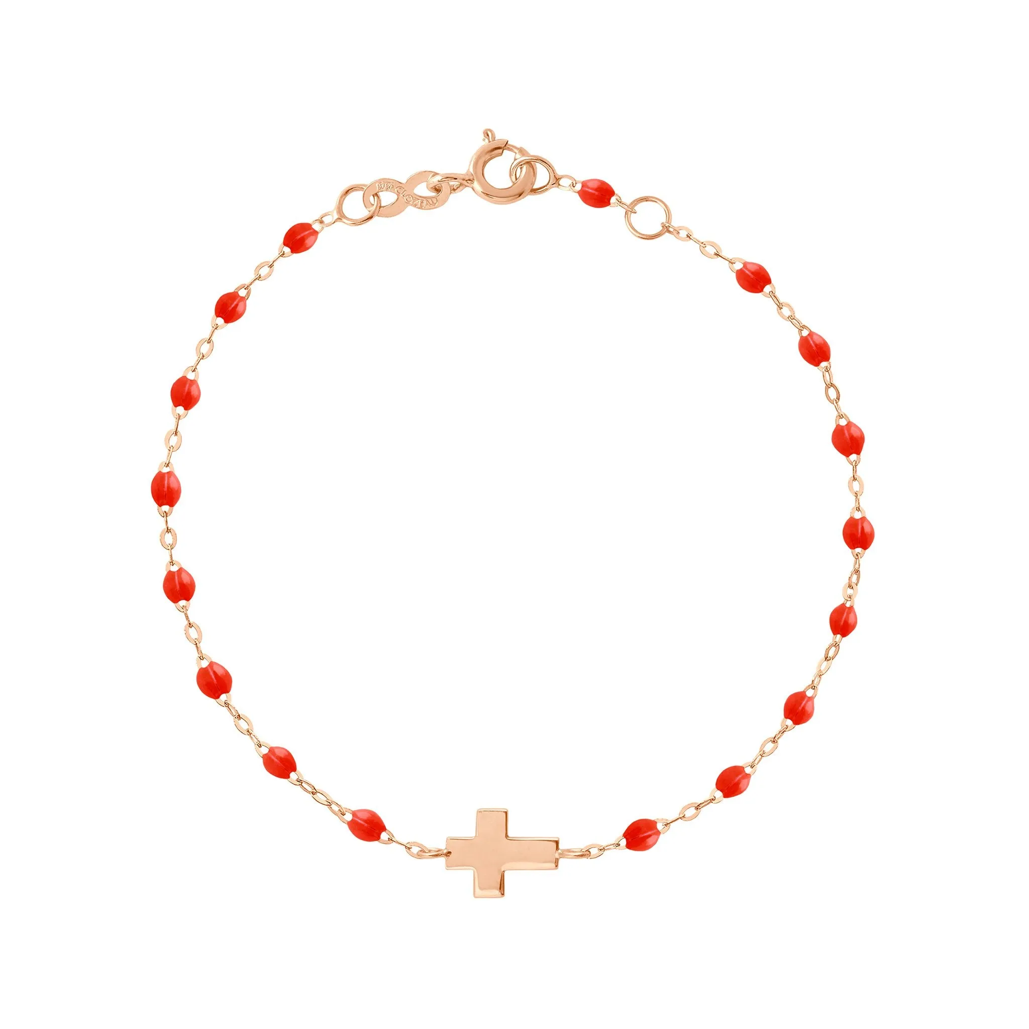 Cross Charm Classic Gigi Coral bracelet, Rose Gold, 6.7