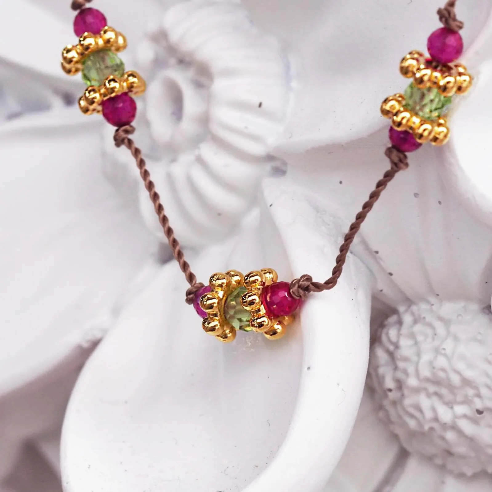 Dainty Goddess Rubellite and Peridot Bracelet