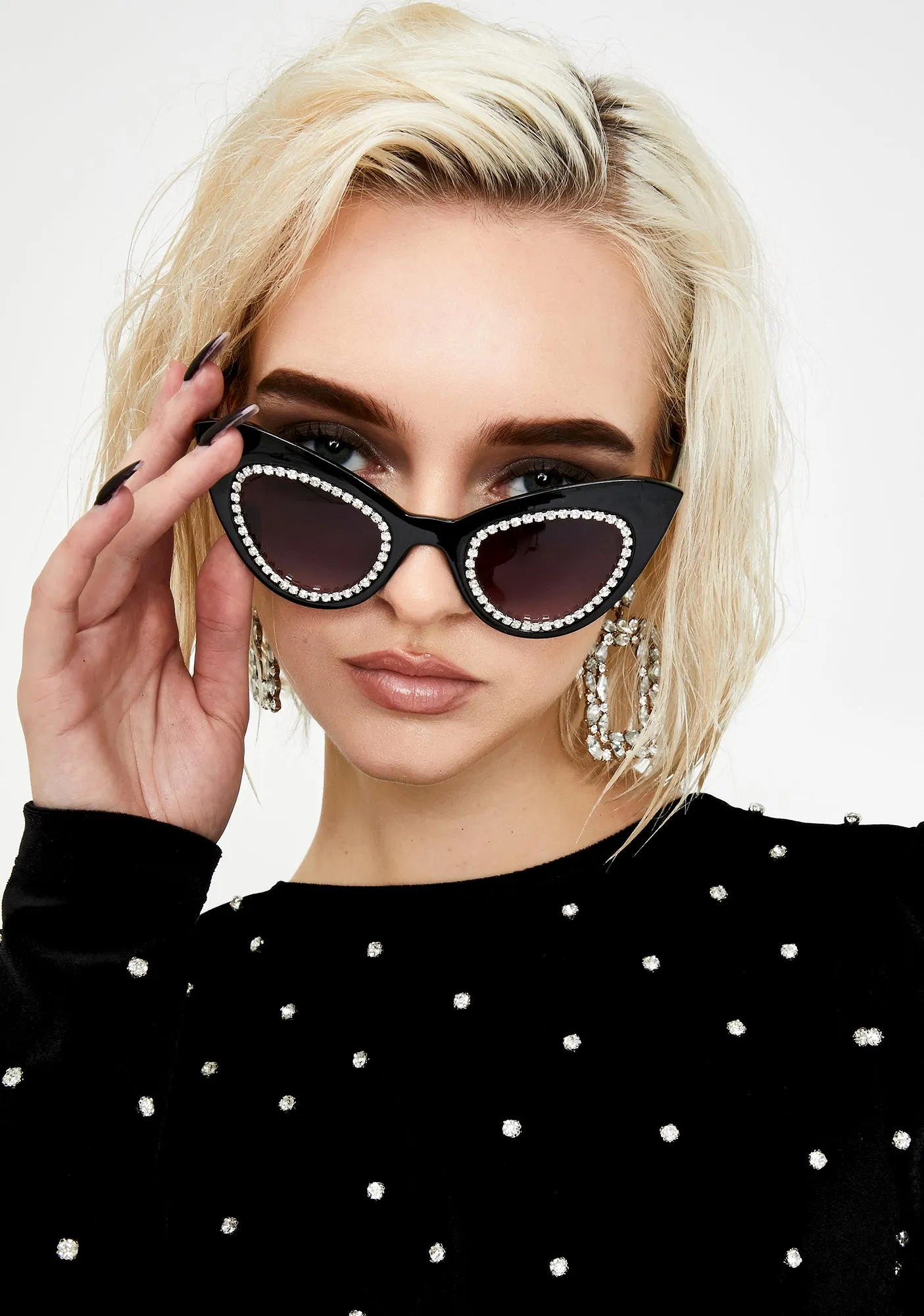 Dark Blindin' Glam Rhinestone Sunglasses-