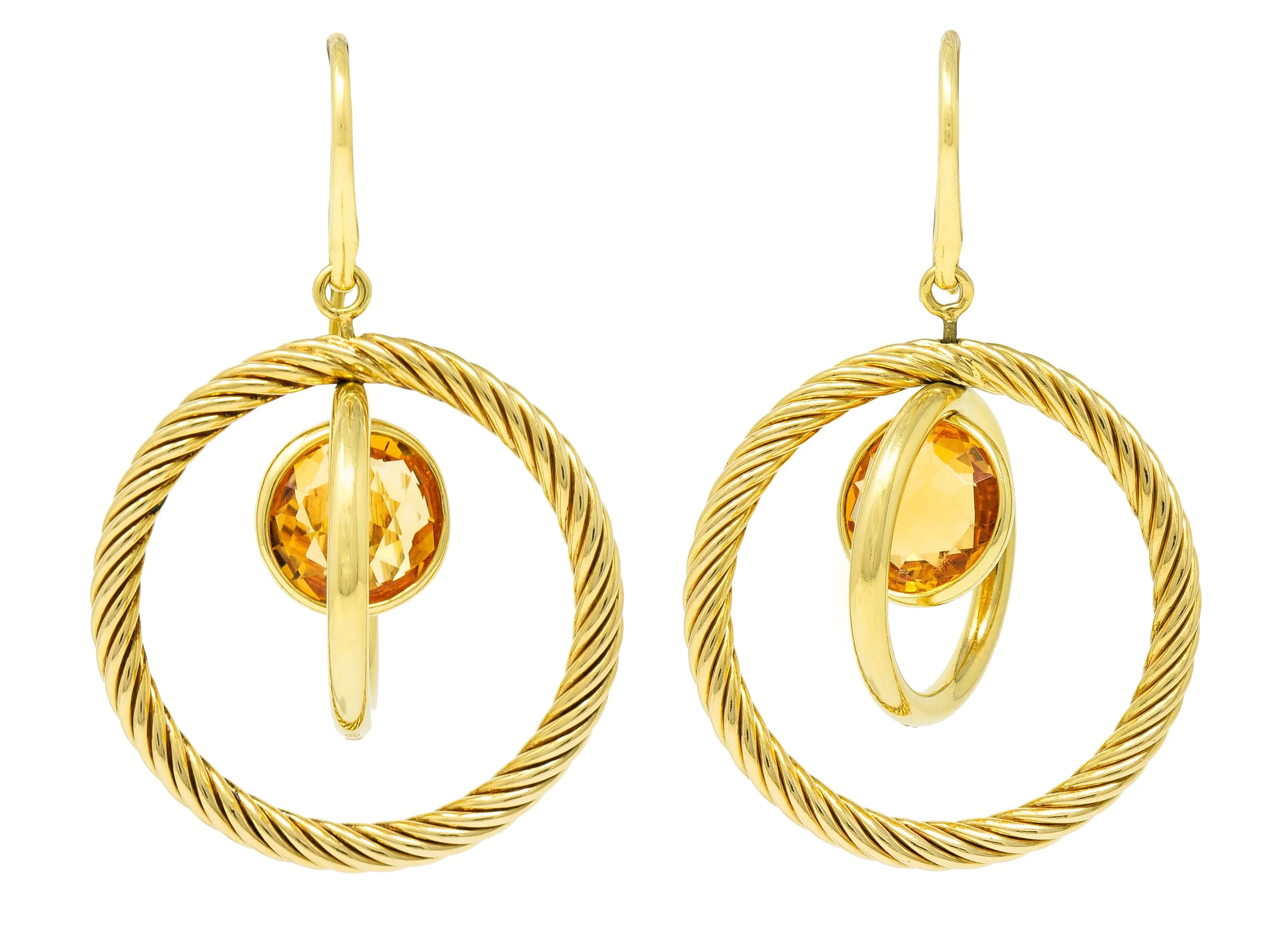 David Yurman Citrine 18 Karat Gold Mobile Drop Earrings