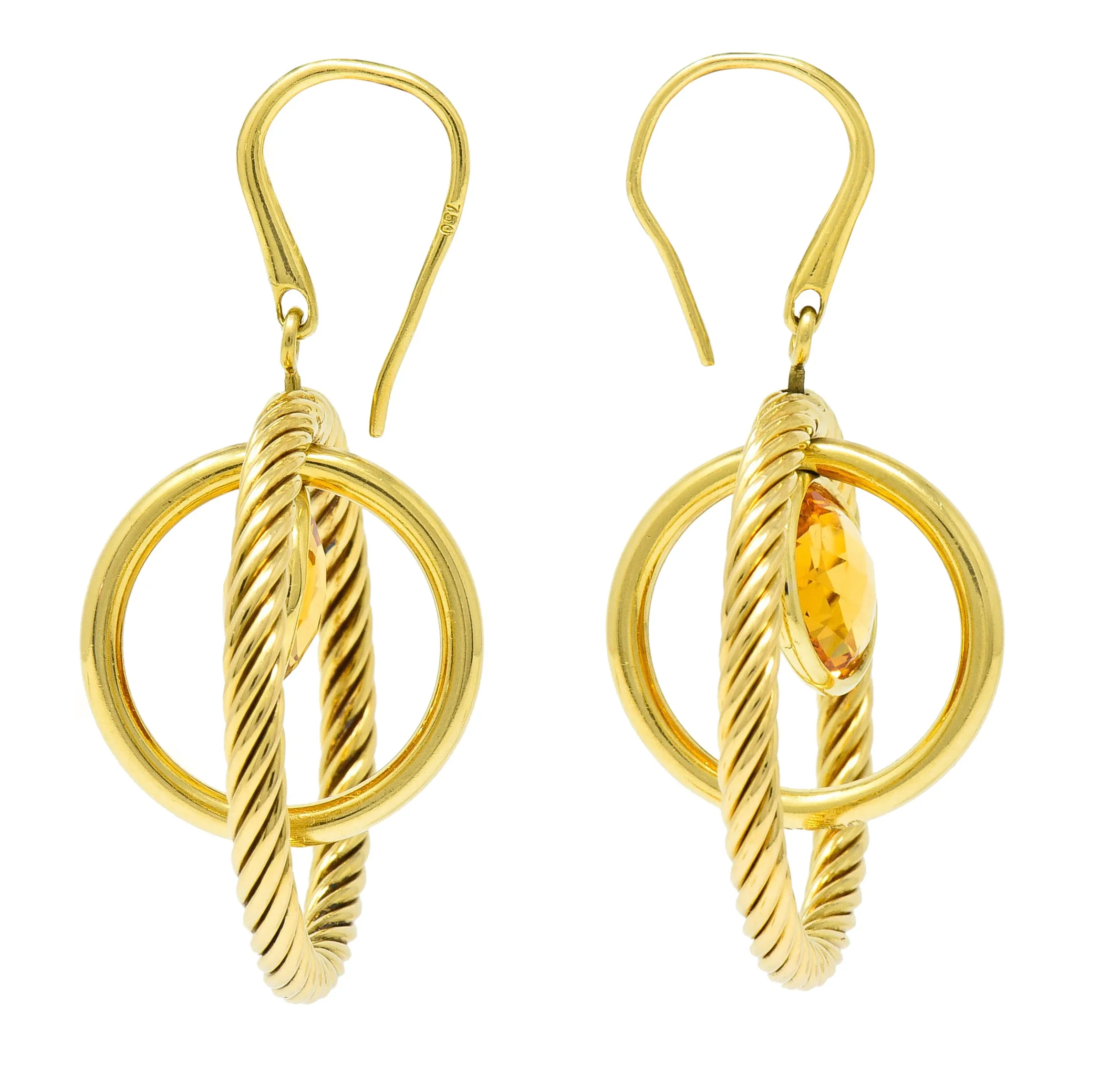 David Yurman Citrine 18 Karat Gold Mobile Drop Earrings