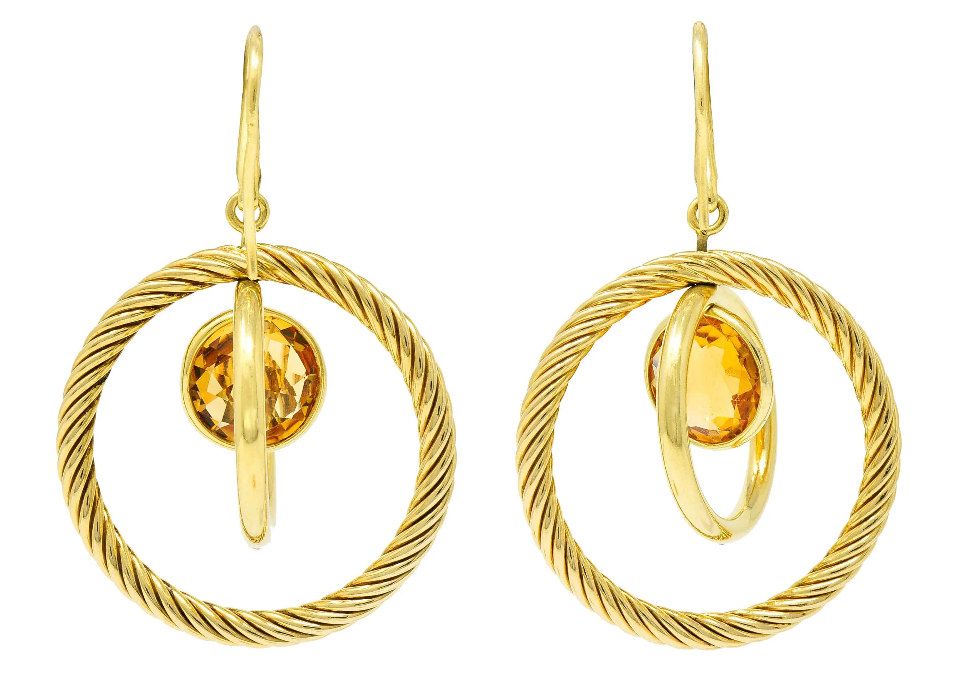 David Yurman Citrine 18 Karat Gold Mobile Drop Earrings