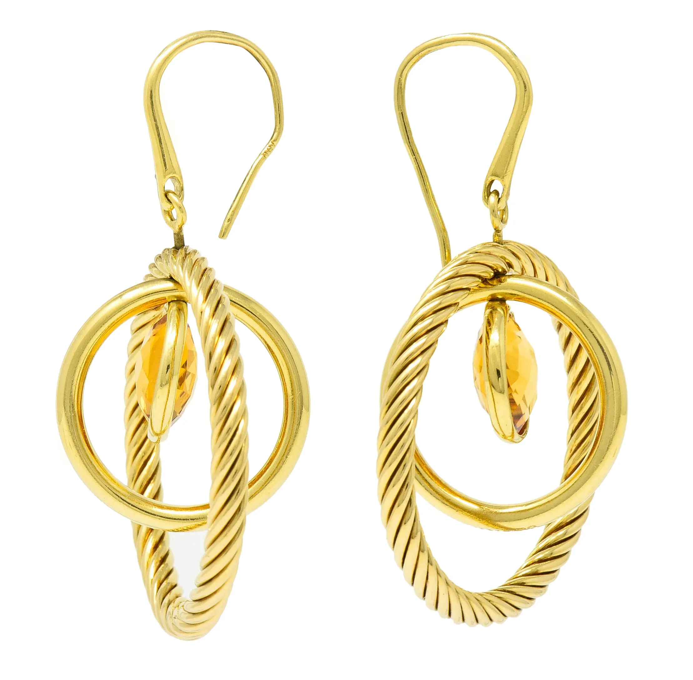 David Yurman Citrine 18 Karat Gold Mobile Drop Earrings