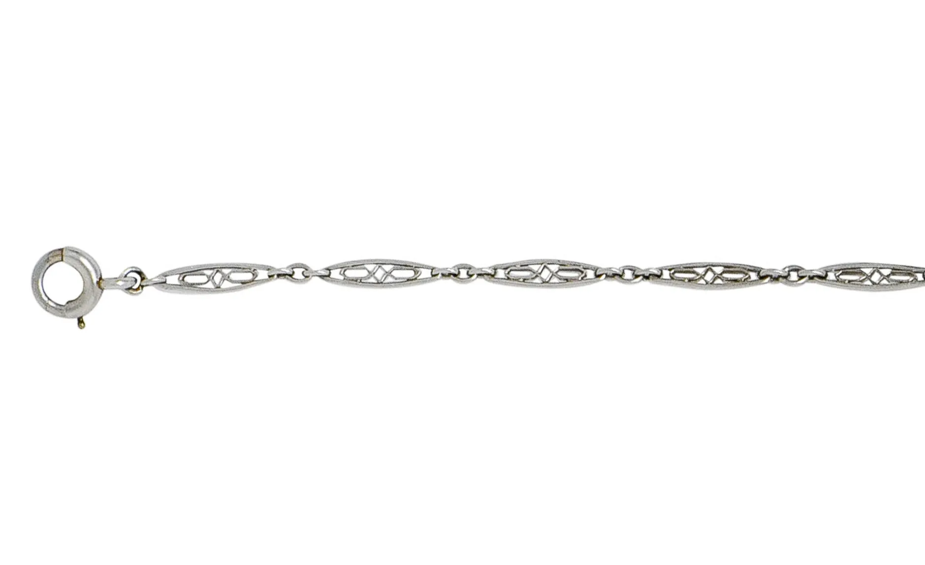 Delicate Art Deco Platinum Filigree Link Bracelet