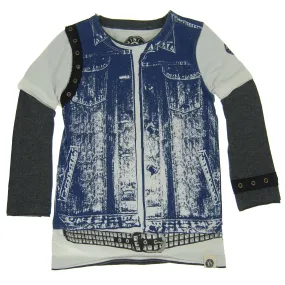 Denim Vest Rebel Twofer Shirt by: Mini Shatsu