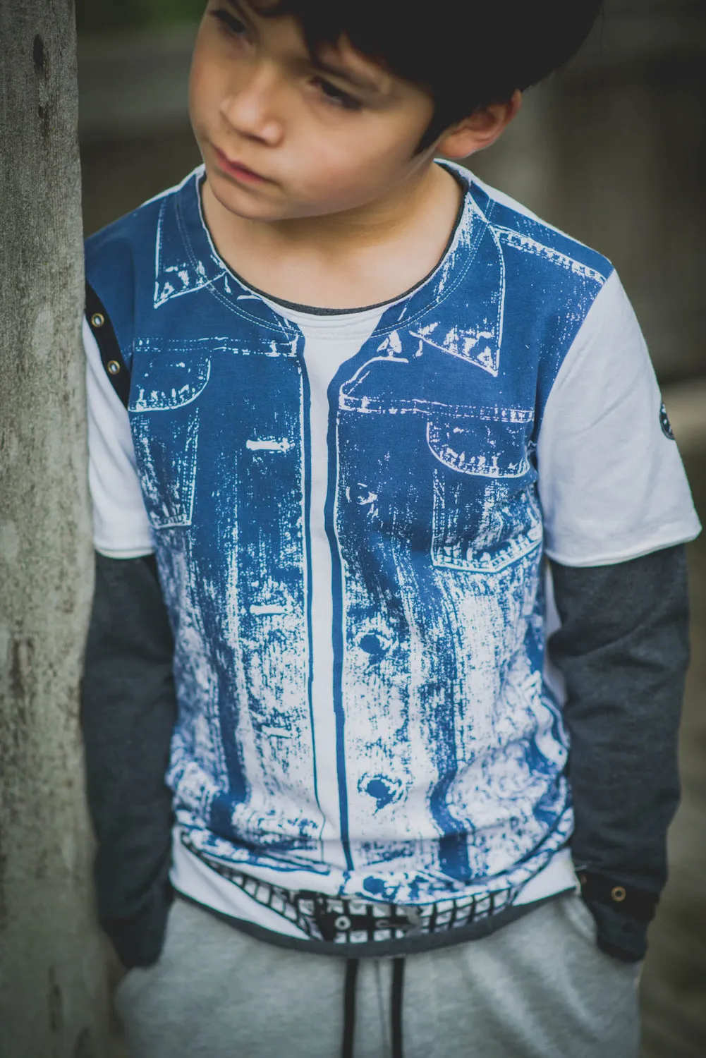 Denim Vest Rebel Twofer Shirt by: Mini Shatsu