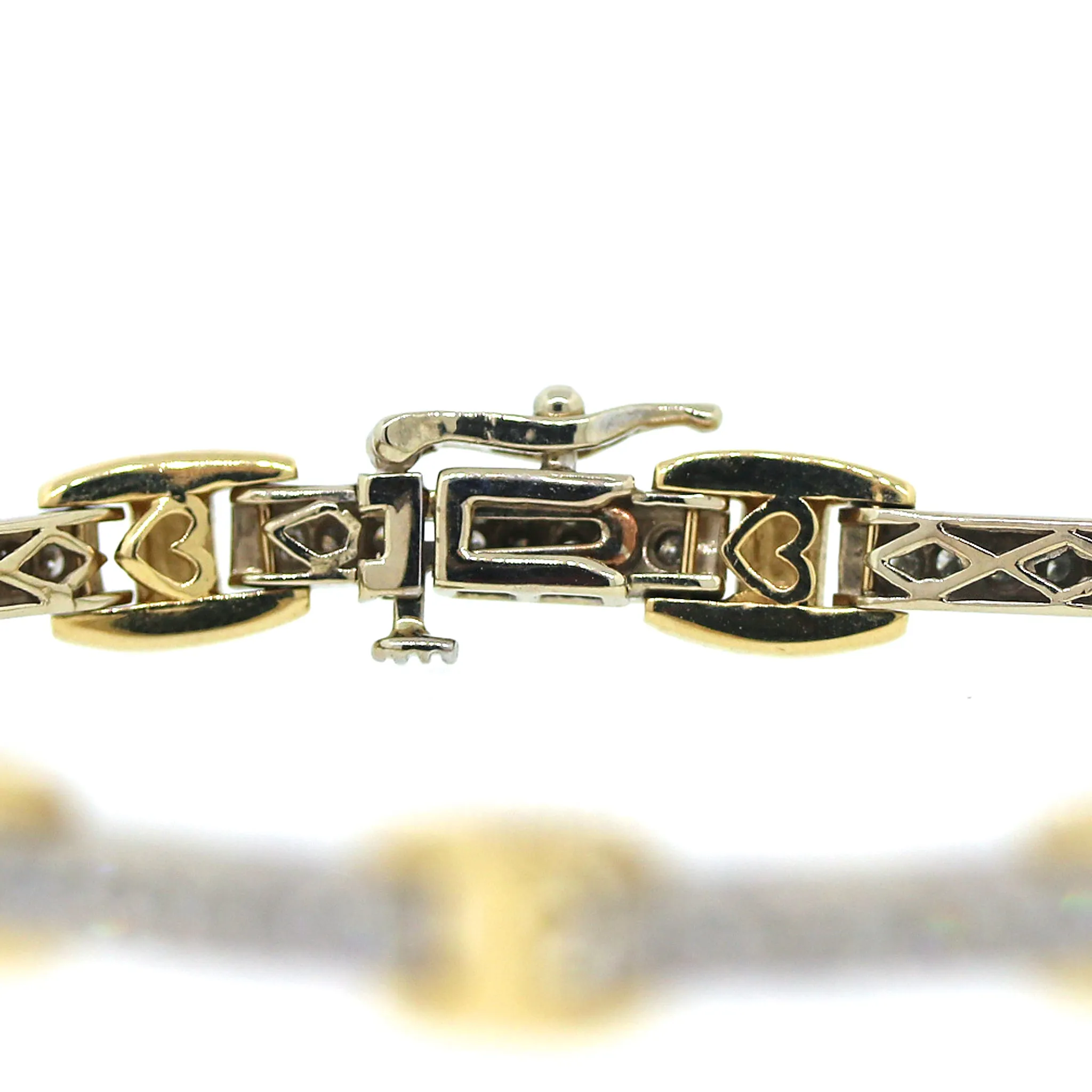 Diamond Bar Bracelet in Two Tone 14k Gold