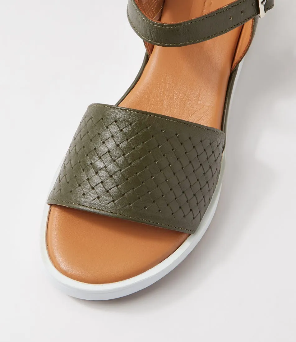 DIANA FERRARI Erols Dark Khaki Leather Sandals