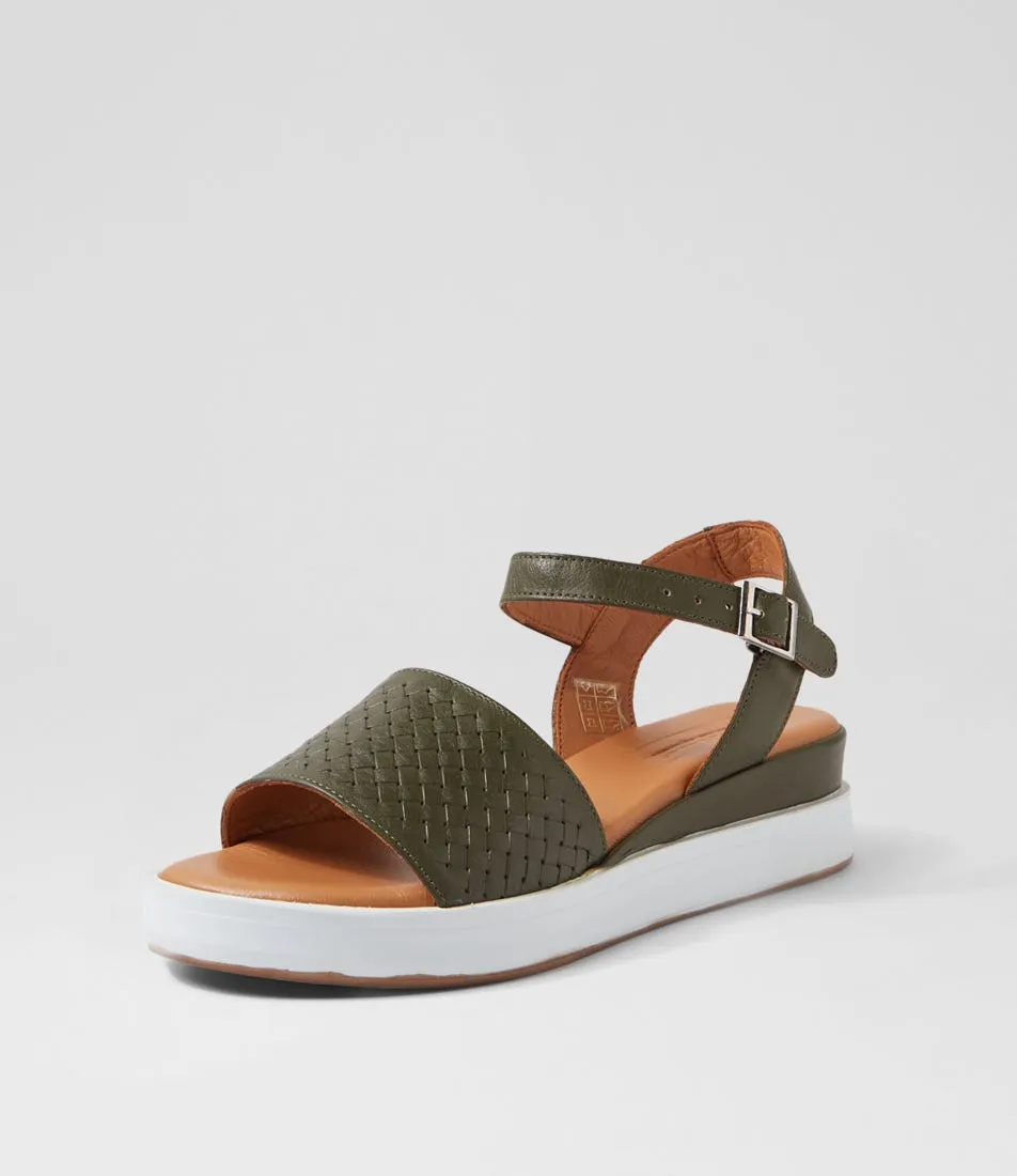 DIANA FERRARI Erols Dark Khaki Leather Sandals