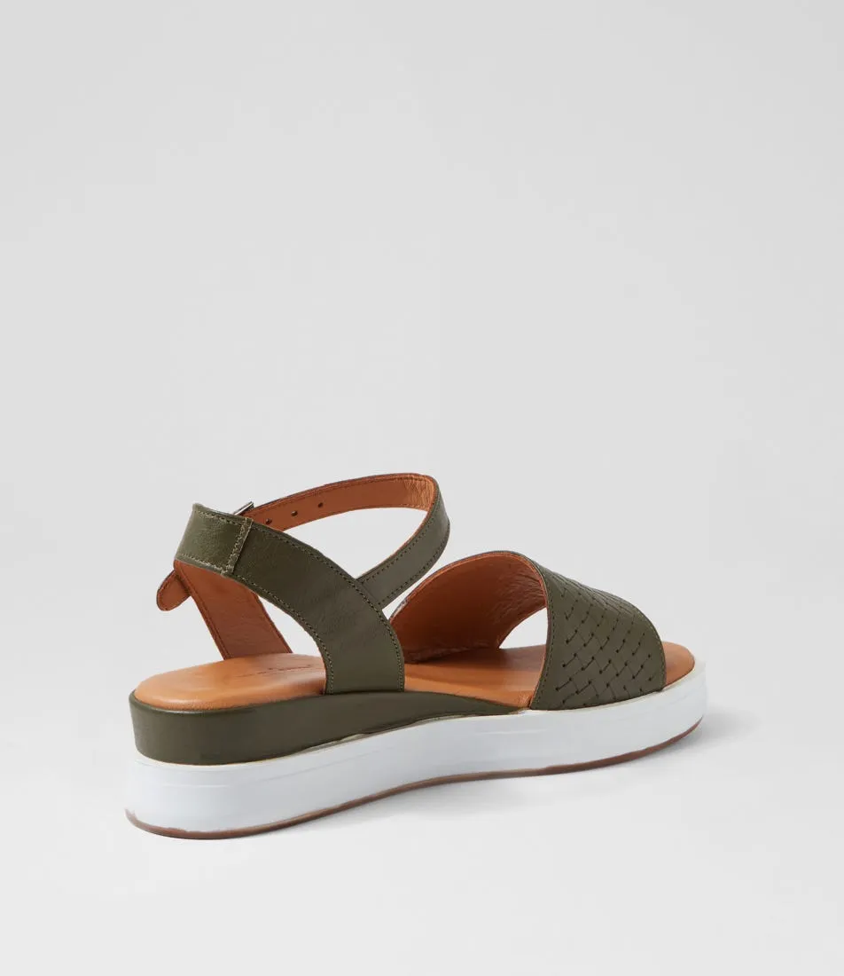 DIANA FERRARI Erols Dark Khaki Leather Sandals