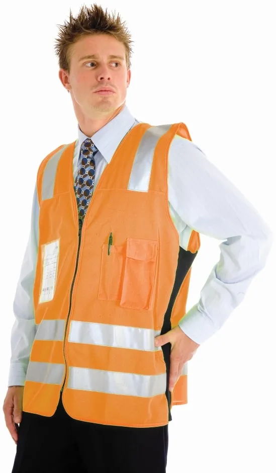 DNC 3807 Vest - Zip ID Pocket - Reflective Tape - polyester - Orange - S