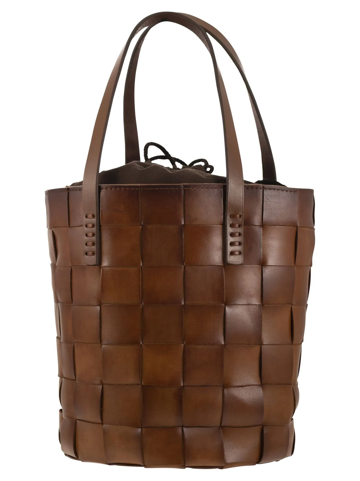 Dragon    Dragon Box Weave Round Bucket Woven Leather Bucket Bag