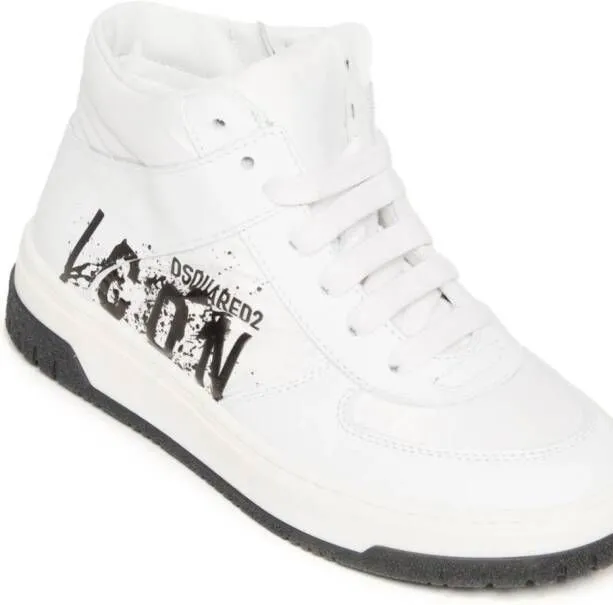 DSQUARED2 KIDS Icon Splatter high-top trainers White