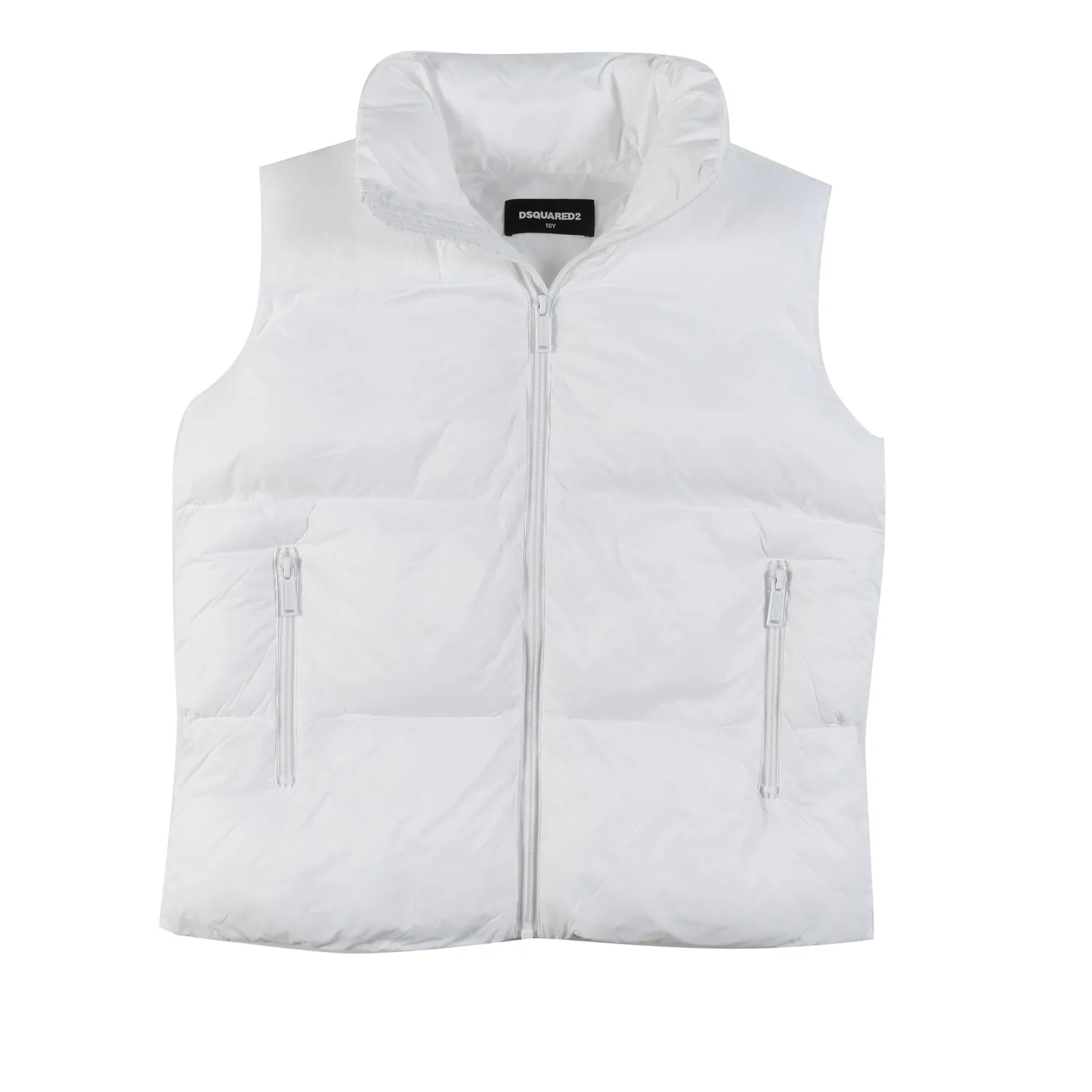 Dsquared2 White Padded Nylon Vest With Milano Logo