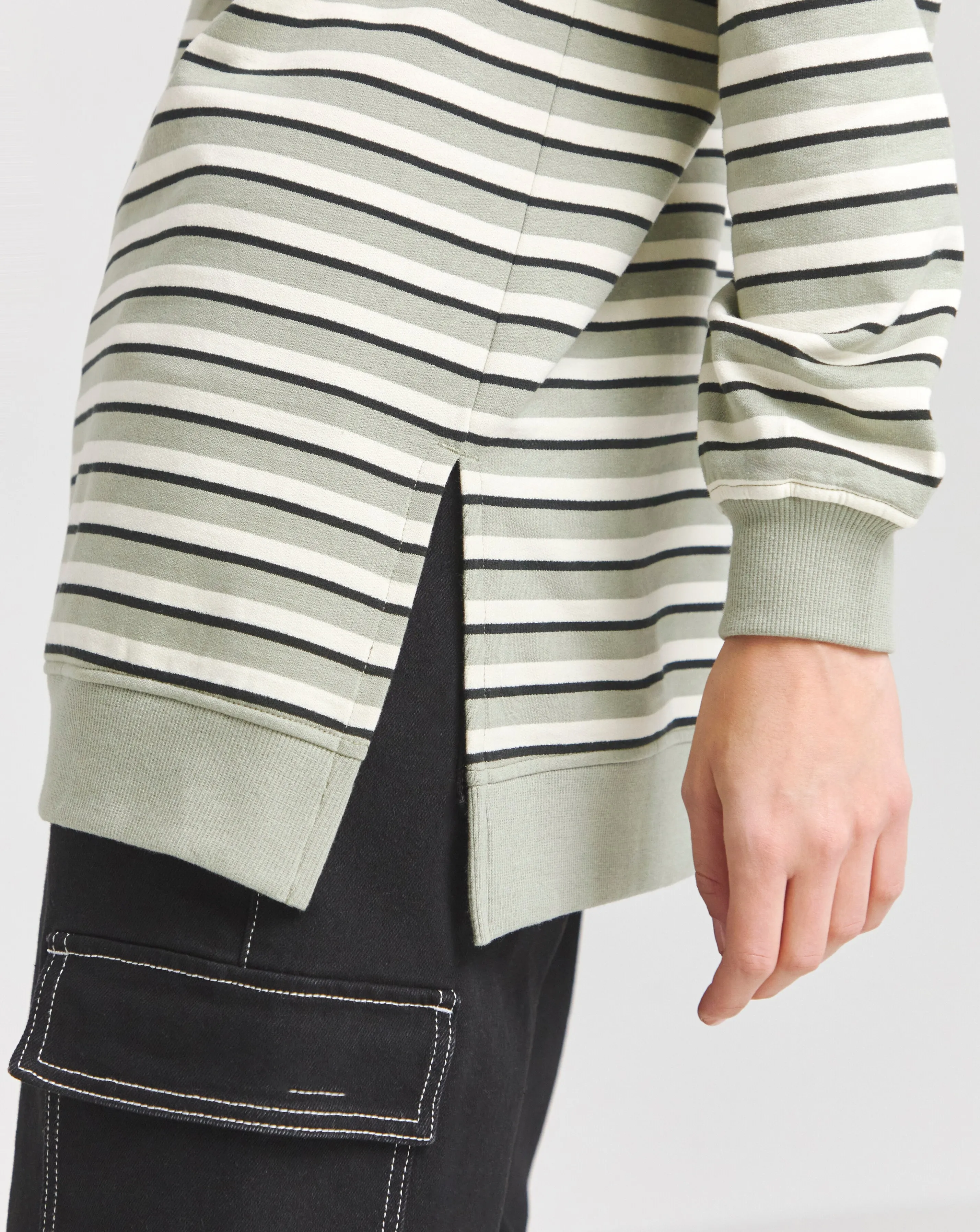 Dusted Sage Side Split Sweatshirt Tunic | Simply Be