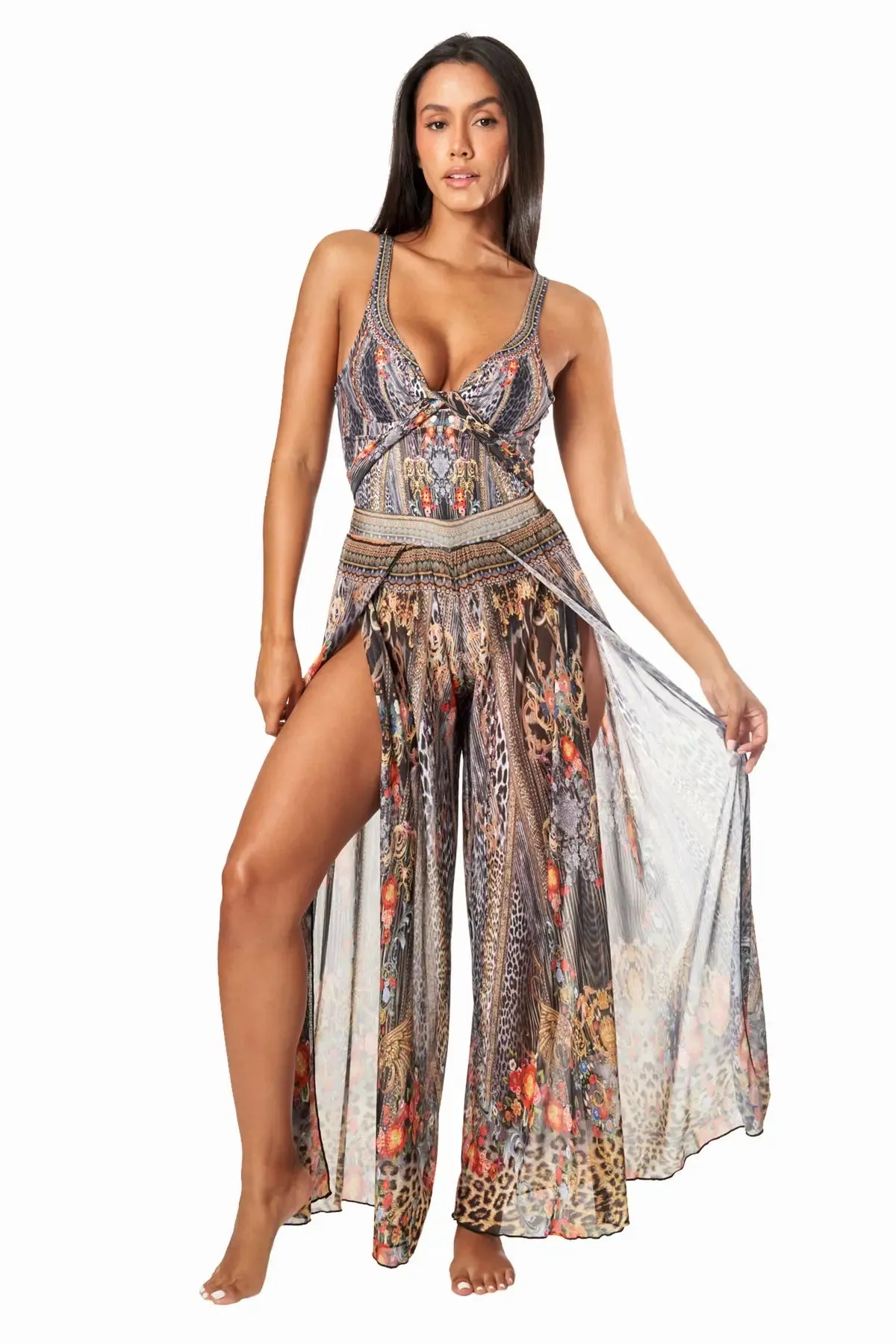 Eclectic Jungle Split Leg Cover Up Pants