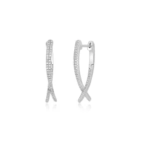 EF Collection- 14K Diamond White Gold Hoop Earrings