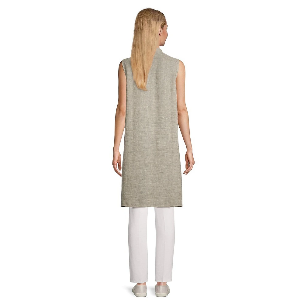 Eileen Fisher Organic Linen-Blend Longline Sleeveless Tunic