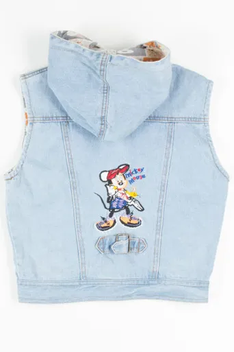 Embroidered Mickey Mouse Denim Vest