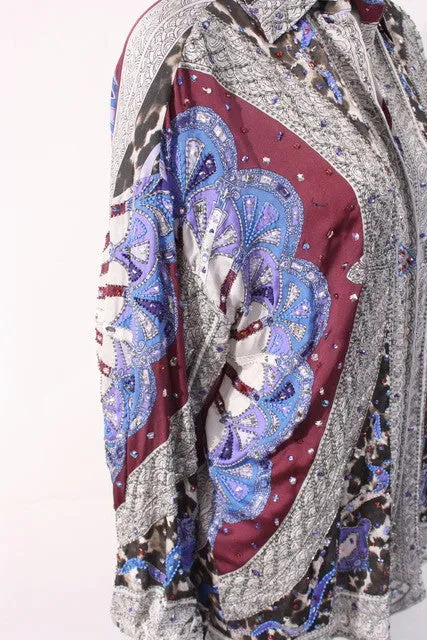 EMILIO PUCCI Beaded Silk Tunic Blouse