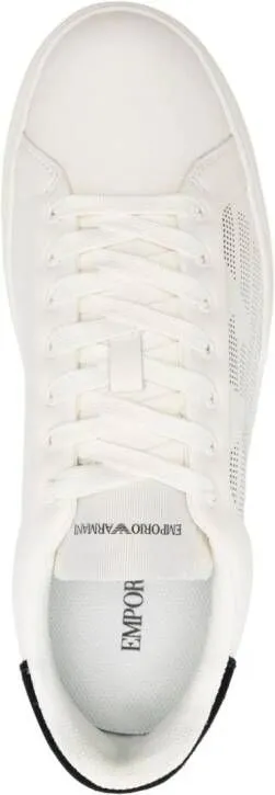 Emporio Armani logo-engraved leather trainers White