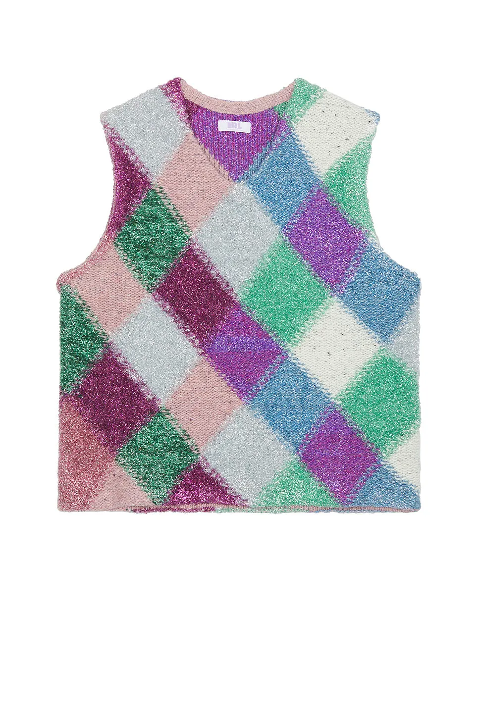 ERL Argyle Glitter Boxy Vest Knit