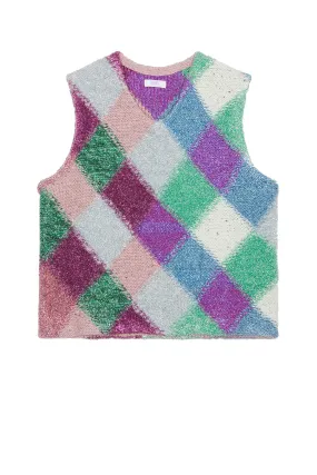 ERL Argyle Glitter Boxy Vest Knit