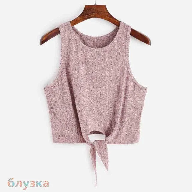 Feitong Knitting Vest Sleeveless Korean Sleeveless Crop Top Crossed Sexy Lingerie Canotta Intima Donna#121 SM6