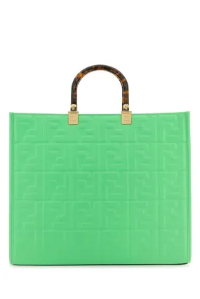 Fendi Fluo Green Leather Medium Sunshine Shopping Bag