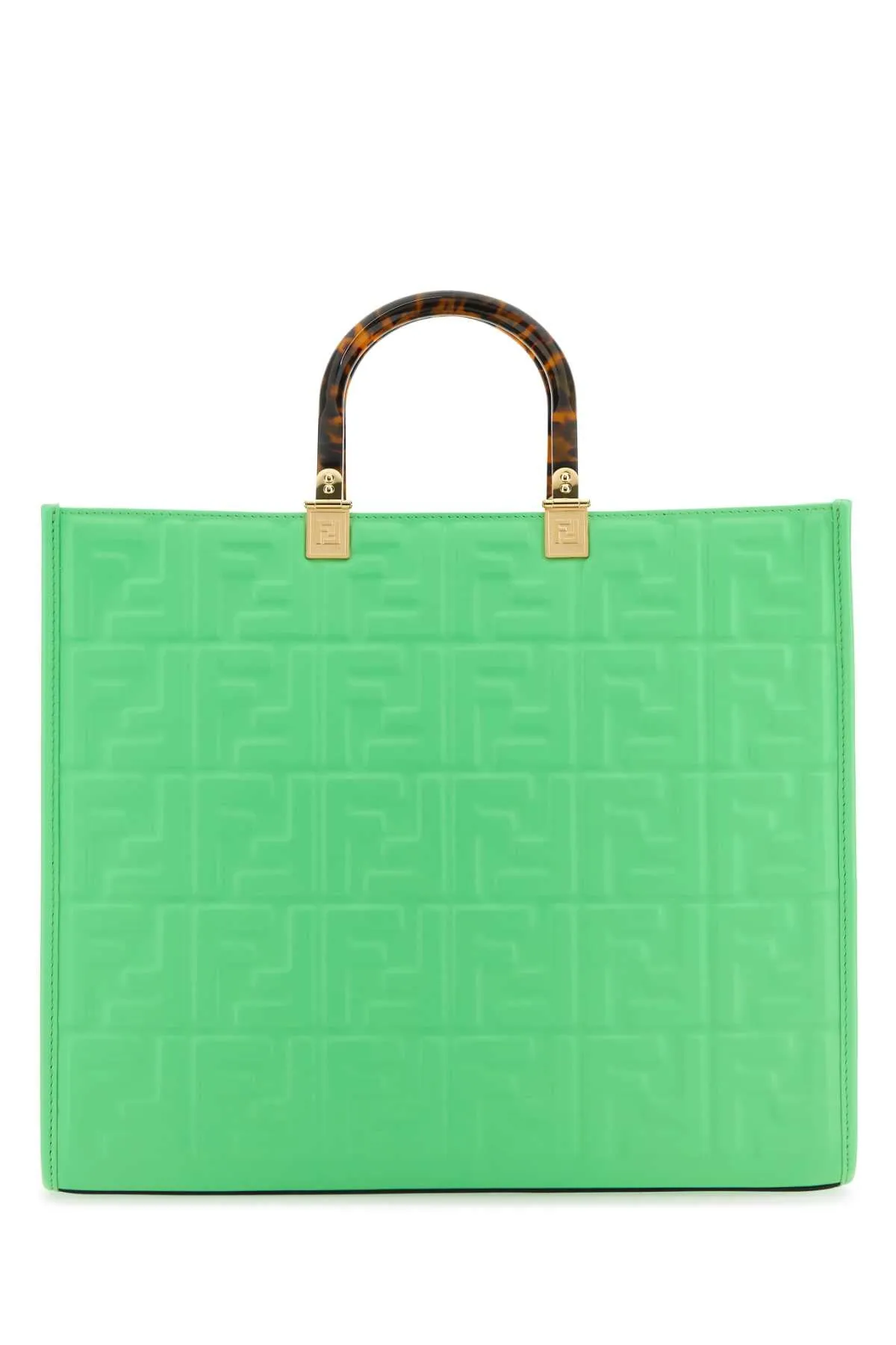 Fendi Green Leather Medium Sunshine Shopping Bag