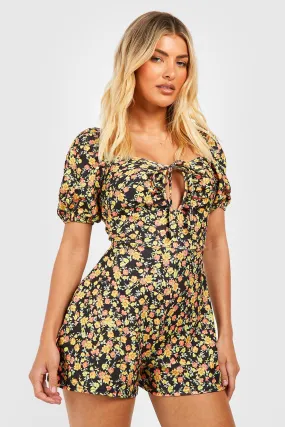 Floral Puff Sleeve Romper