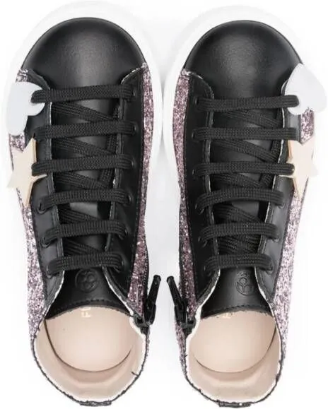 Florens glitter-detail lace-up sneakers Pink