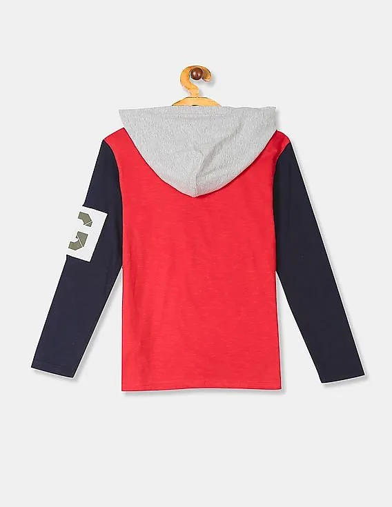 GAP Boys Red Logo Rugby Hoodie T-Shirt