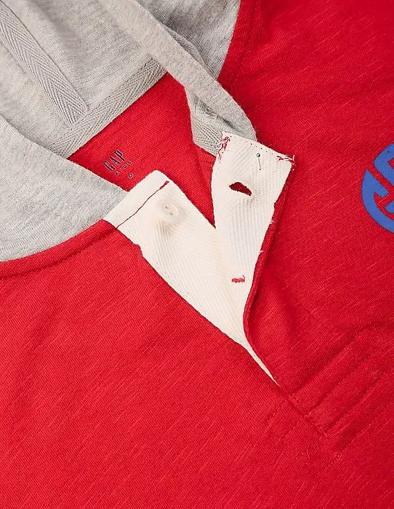 GAP Boys Red Logo Rugby Hoodie T-Shirt