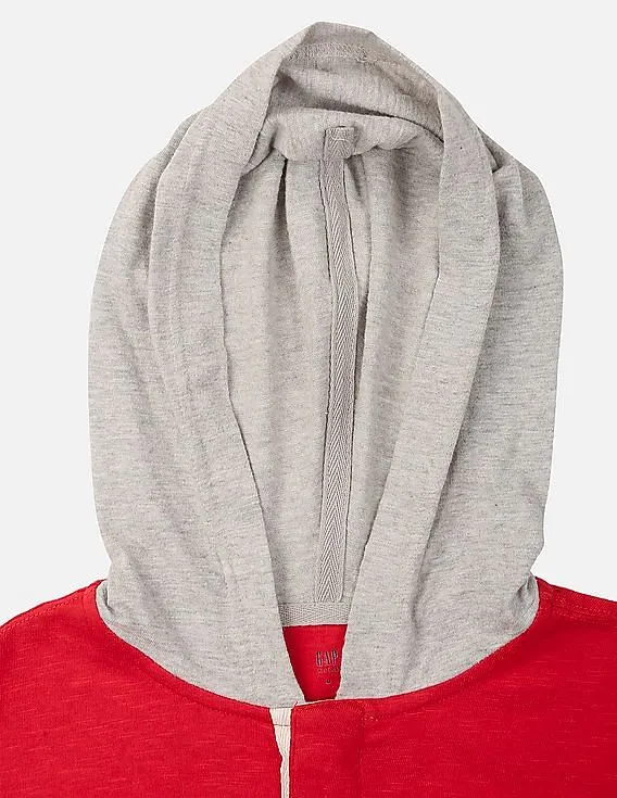 GAP Boys Red Logo Rugby Hoodie T-Shirt