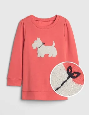 GAP Girls Pink Metallic 3D Applique Tunic Sweatshirt