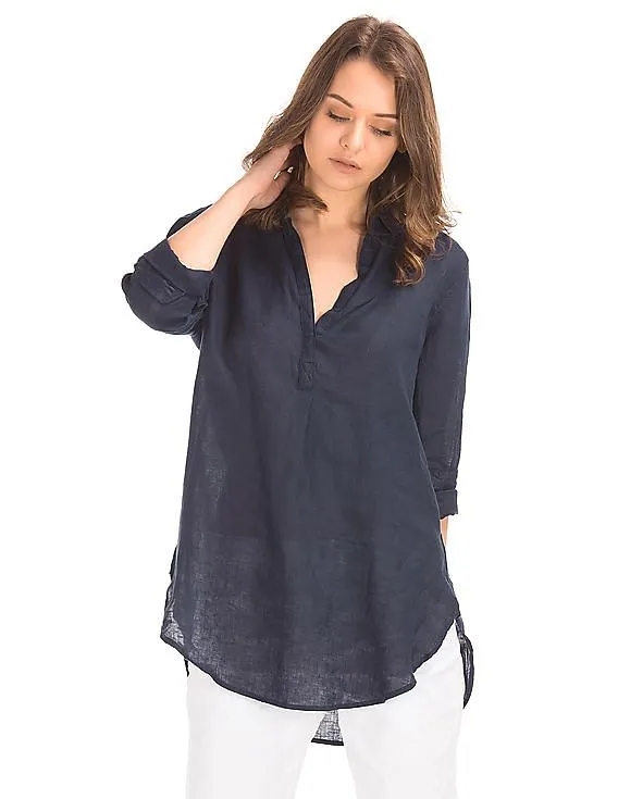 GAP Women Blue Linen Popover Tunic